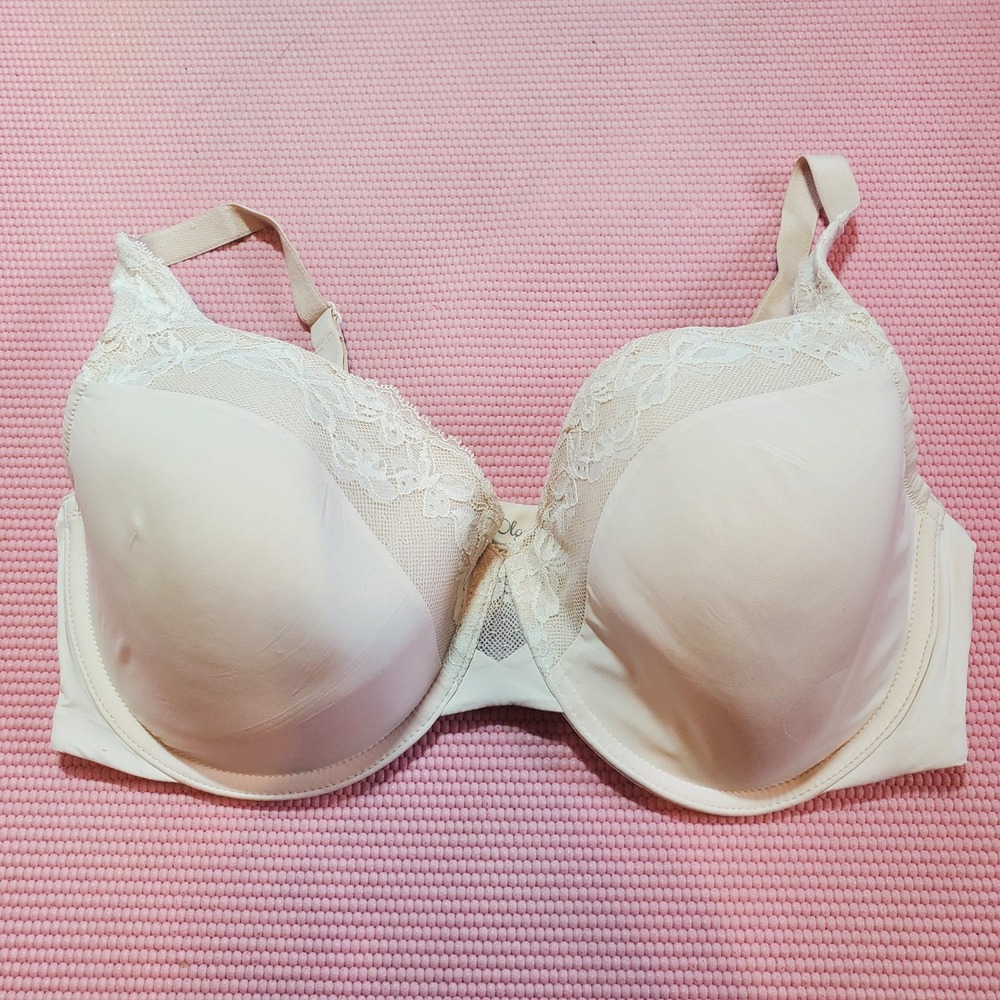 Olga Bra Beige Lace Underwire 38D Lingerie Lined Feminine Romantic